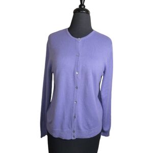 Casual Corner purple silk cashmere blend button front cardigan sweater medium